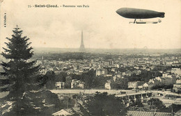 St Cloud * Panorama Vers Paris * Dirigeable Zeppelin Ballon Aviation - Saint Cloud