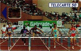 TÉLÉCARTE PHONECARD MONACO OFFICE DES TÉLÉPHONES GATORADE ATHLÉTISME COURSE HAIES SAUT HAUTEUR  50 UNITÉS UTILISÉE - Monaco