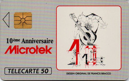 TÉLÉCARTE PHONECARD MONACO OFFICE DES TÉLÉPHONES 10 EME ANNIVERSAIRE DESSIN FRANCIS BRACO MICROTECK   50 UNITÉS UTILISÉE - Monace