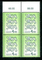 ESTONIA 2002 Arms Definitive 4.40 Kr. Change Of Colour Block Of 4   MNH / **.  Michel 450 I - Estonia