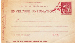 Enveloppe Pneumatique Chaplain 50c Carmin 145*85 Taxe Réduite 30c Rouge - Pneumatische Post