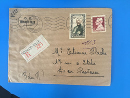 Monaco Ville 1949 Lettre Recommandé & Document Aff. Multiple -☛Aix En Provence Marcophilie Timbres Albert 1er   Europe M - Brieven En Documenten