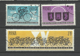 Pologne   YT  Oblitérés 1166/68 Course Paix Cyclisme Vélo  Poland Polska Polen - Autres & Non Classés