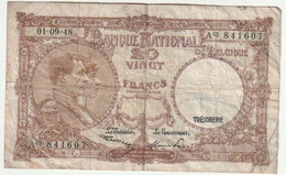 Belgique, 20 Francs, 01 - 09 - 1948 - 20 Francos