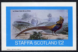 Staffa 1982 Birds #14 (Le Faisan Dore De La Chine) Imperf Deluxe Sheet (£2 Value) U/M - Zonder Classificatie