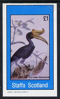 Staffa 1982 Birds #16 (Le Calao Rhinoceros) Imperf Souvenir Sheet (£1 Value) U/M - Non Classificati