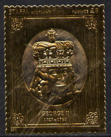Staffa 1977 Monarchs £8 George II Embossed In 23k Gold Foil With 12 Carat White Gold Overlay (Rosen #499) U/M - Ohne Zuordnung