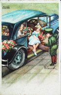 ► Automobile Belle époque Art Déco  Taxi - Illustration Fantaisie Hannes Petersen Vers 1930 - Taxis & Fiacres