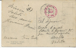 Dc19 ITALY WWI 1916 PPC To MALTA With British Censor And Malta Postman Number 21 - Malta