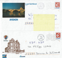 2 Enveloppes PAP - Tp TIMBRE EURO - Repiquage LE PONT St BENEZET à AVIGNON Et HERMANVILLE SUR MER (14) - PAP: Private Aufdrucke