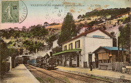 Villefranche Sur Mer - La Gare - Train Locomotive - Ligne Chemin De Fer Alpes Maritimes - Villefranche-sur-Mer