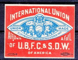 USA 1920 International Union, Vignette, Cinderella, Lebel - Sin Clasificación