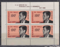 Mali John F. Kennedy 1964, Mint Never Hinged Block Of Four - Kennedy (John F.)