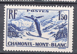 France 1937 Chamonix Yvert#334 Mint Hinged (avec Charnieres) - Neufs