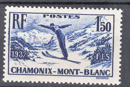 France 1937 Chamonix Yvert#334 Mint Hinged (avec Charnieres) - Ongebruikt