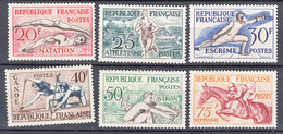 France 1953 Sport Mi#978-983 Yvert#960-965 Mint Hinged - Unused Stamps