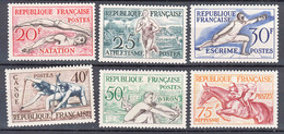 France 1953 Sport Mi#978-983 Yvert#960-965 Mint Hinged - Ungebraucht