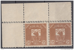 Russia Occupation Finland, Karelia Karjala Karelien 1922 Mi#4 Mint Hinged, Marginal Pair With Margins, Error- Double P. - Vari