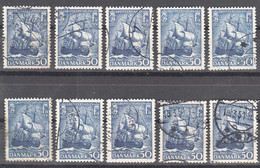 Denmark 1951 Boats Ships 10 X Mi#324 Used - Usado