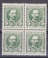 Denmark 1907 Mi#53 Mint Hinged  Piece Of 4 - Ungebraucht