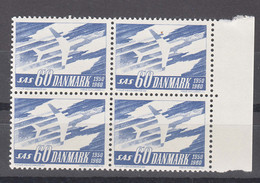 Denmark 1961 Mi#388 Mint Never Hinged Piece Of 4 - Unused Stamps