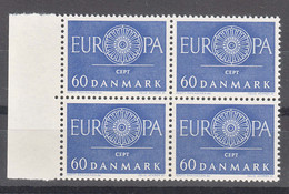 Denmark 1960 Europa Mi#386 Mint Never Hinged Piece Of 4 - Nuovi