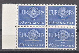 Denmark 1960 Europa Mi#386 Mint Never Hinged Piece Of 4 - Ungebraucht