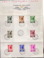 Belgium 1937 Mi#457-464 Complete Set On Nice Document, First Day Cancel - Cartas & Documentos
