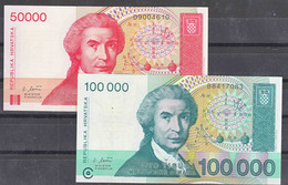 Croatia 1993 50000 And 100000 Dinara, UNC - Kroatië