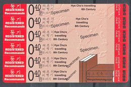 North Korea 1994 Hue Cho's Travel Explorer 6x0.40w SPECIMEN Stampcard Mi#3571-3576 - Corée Du Nord