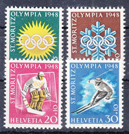 Switzerland 1948 Winter Olympic Games Mi#492-495 Mint Never Hinged - Unused Stamps