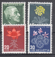 Switzerland Pro Juventute Flowers 1947 Mi#488-491 Mint Never Hinged - Neufs