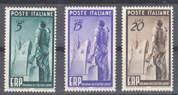 Italy Republic 1949 Marshall Europe Reconstruction Plan Sassone#601-603 Mi#774-776 Mint Never Hinged - 1946-60: Mint/hinged