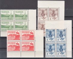 Denmark 1937 Mi#237-240 Mint Never Hinged Pieces Of 4 - Unused Stamps