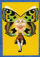 Carte Fantaisie Papillon Humanisé Tirant La Langue  Montreuil 1983 Attention Bordure Rognée Mais L'image Reste Intacte - Dressed Animals