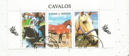 Bloc De 3 Timbres , Chevaux , Cavalos , SAO TOME ET PRINCIPE ,1995 - São Tomé Und Príncipe