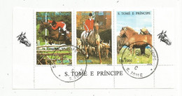 Bloc De 3 Timbres , Chevaux , Cavalos , SAO TOME ET PRINCIPE ,1995 - Sao Tome And Principe