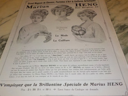 ANCIENNE PUBLICITE LES POSTICHES COIFFURE DE MARIUS HENG 1911 - Accessoires