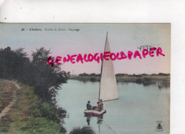 78 - CHATOU - BORDS DE SEINE  PAYSAGE - VOILIER 1918- BELLE CARTE COLORISEE - Chatou