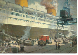 Dampfer Bremen, Postverladung, Nach Einem Ölgemälde Von A. Kircher, Um 1935 - Poste & Facteurs