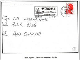 2F20 LIBERTE Lettre De La Poste Aux Armées Berlin (flamme) Pour Paris - Militaire Stempels Vanaf 1900 (buiten De Oorlog)