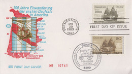 Enveloppe   FDC  1er  Jour   U.S.A  -  ALLEMAGNE    Emission  Commune   1983 - Emissions Communes