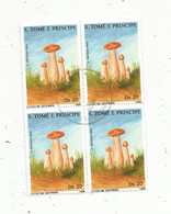 Bloc De 4 Timbres , Champignons , Clitocybe Geotropa , SAO TOME ET PRINCIPE ,1995 - Sao Tomé E Principe