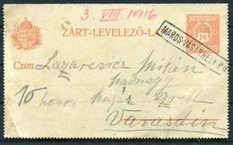 1916 Hungary Lettercard Stationery Boxed "Maros Vasarhely PO" - Lettres & Documents
