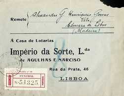 1938 Portugal Carta Registada Enviada Do Funchal - Flammes & Oblitérations