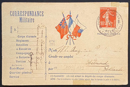 Carte Militaire Française Semeuse N°138 Obl 8 POSTES MILITAIRES BELGIQUE 8 Du 22 Nov 1915 Pour La Hollande TTB - Esercito Belga