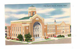 AMARILLO, Texas, USA, First Baptist Church, Old Linen Postcard - Amarillo