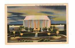 DEARBORN, Michigan, USA, Ford Rotunda At Night, Old Linen Postcard - Dearborn