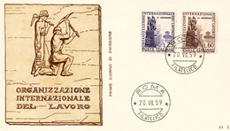 Italia 1959 FDC RE.RU. 40th Anniversary ILO International Labour Organization OIL Organizzazione Internazionale Lavoro - OIT