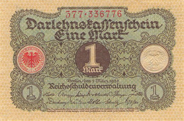 1 Mark 1920 Deutsche Reichsbanknote AU/EF (II)  Darlehenskassenschein - 1 Mark